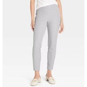 A New Day Women 17R Grey Plaid High-Rise Stretch Elastic Waist Skinny Ankle Pant